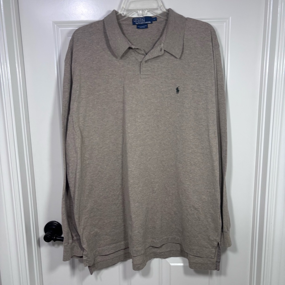 Ralph Lauren Long Sleeve Cotton Polo Shirt Men’s XL Brown